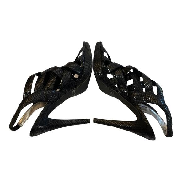 White House Black Market WHBM Zoe Black Strappy Heel 8 - Picture 5 of 8